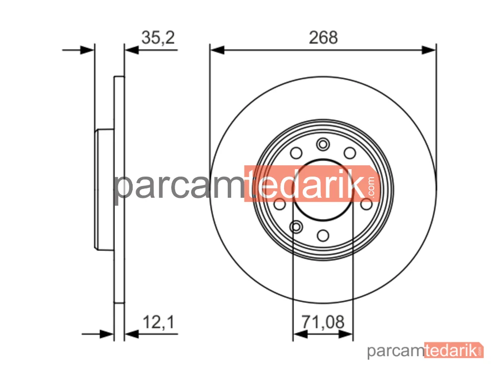 BOSCH 0986479C24 | Fren Diski (Arka, 268 mm) — Peugeot 308 II, Peugeot 308 SW II, Citroen Grand C4 Spacetourer
