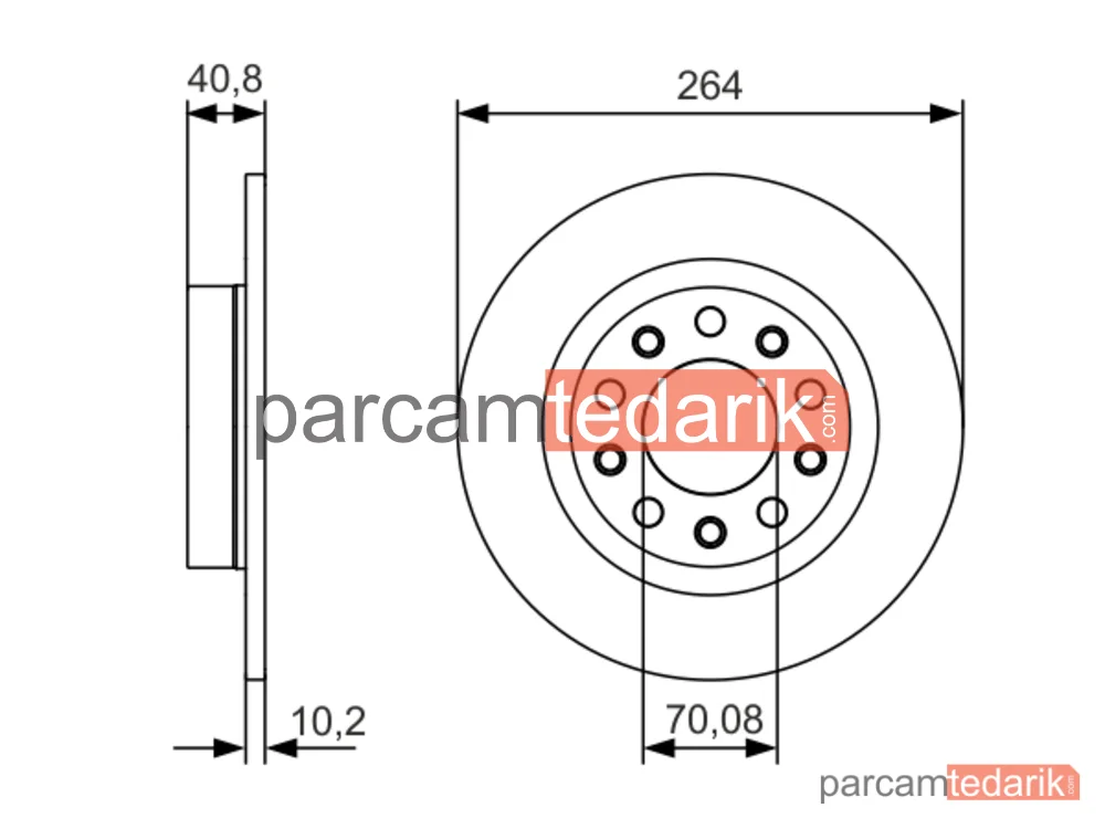 BOSCH 0986479C41 | Fren Diski (Arka, 264 mm) — Alfa Romeo Giulietta