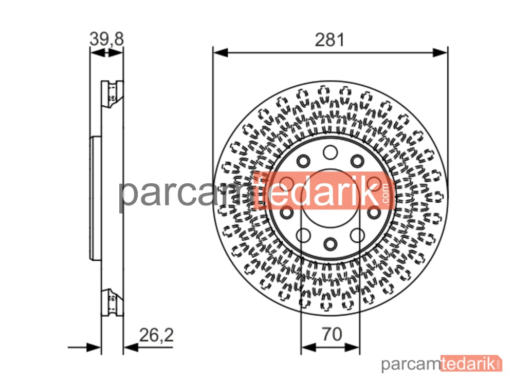 BOSCH 0986479C42 | Fren Diski (Ön, 281 mm) — Fiat 500X, Jeep Renegade Suv, Alfa Romeo Giulietta
