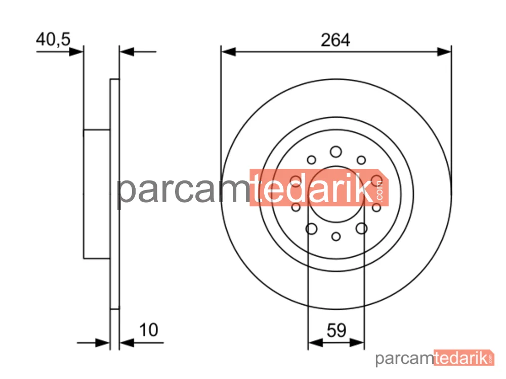 BOSCH 0986479C98 | Fren Diski (Arka, 264 mm) — Fiat Tipo, Fiat Egea, Fiat 500L