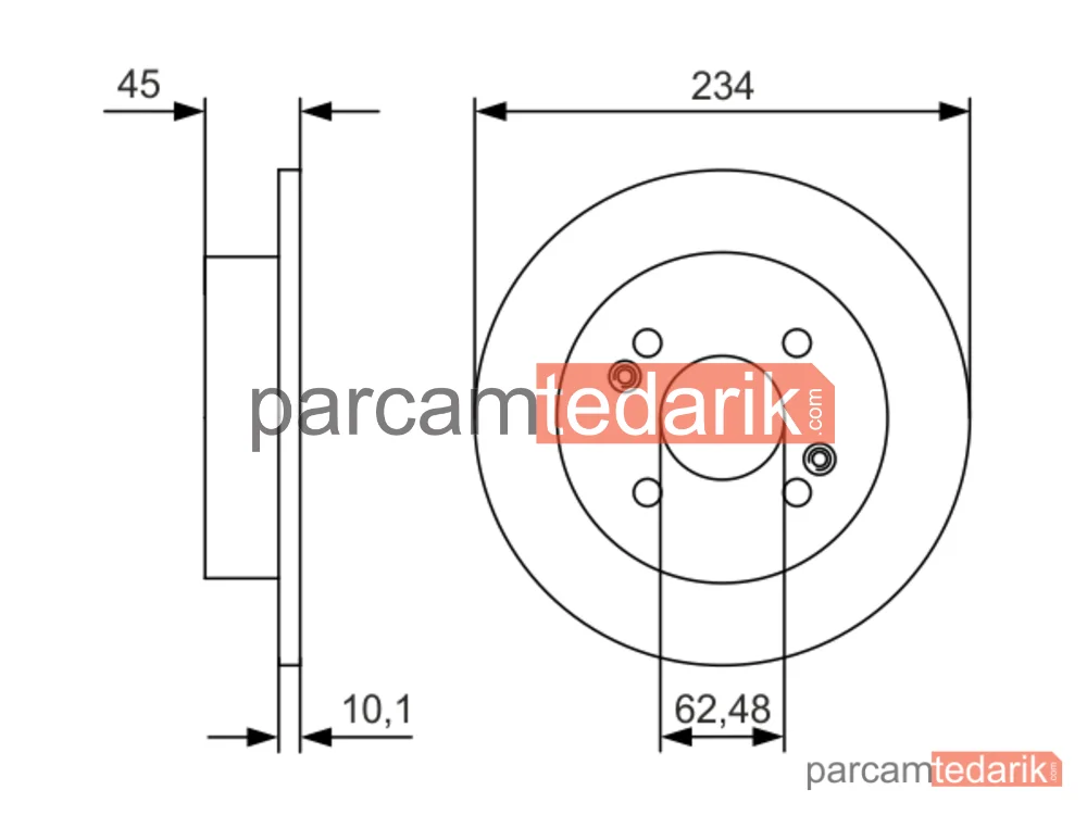 BOSCH 0986479D02 | Fren Diski (Arka) — Hyundai i10 II, Hyundai i10 III