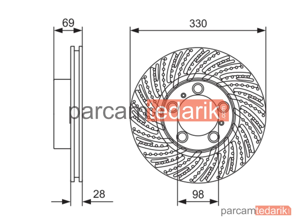 BOSCH 0986479D24 | Fren Diski (Ön, 330 mm) — Porsche 911, Porsche 911 Cabrio, Porsche 911 Targa Tavan