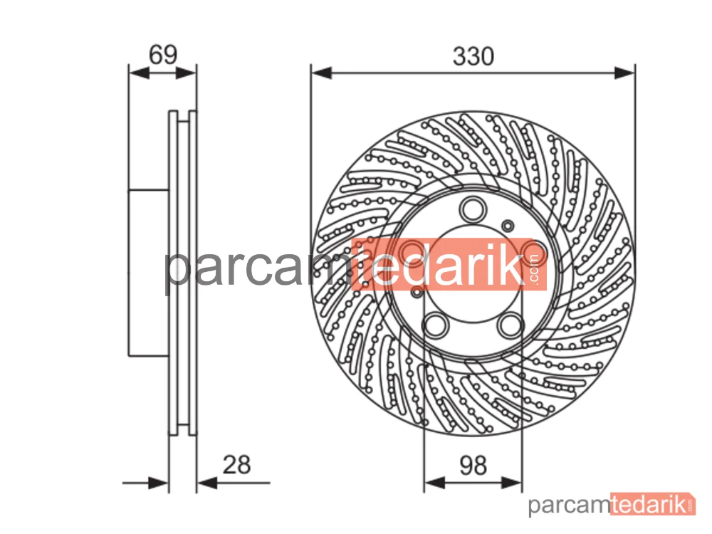 BOSCH 0986479D25 | Fren Diski (Ön, 330 mm) — Porsche 911, Porsche 911 Cabrio, Porsche 911 Targa Tavan