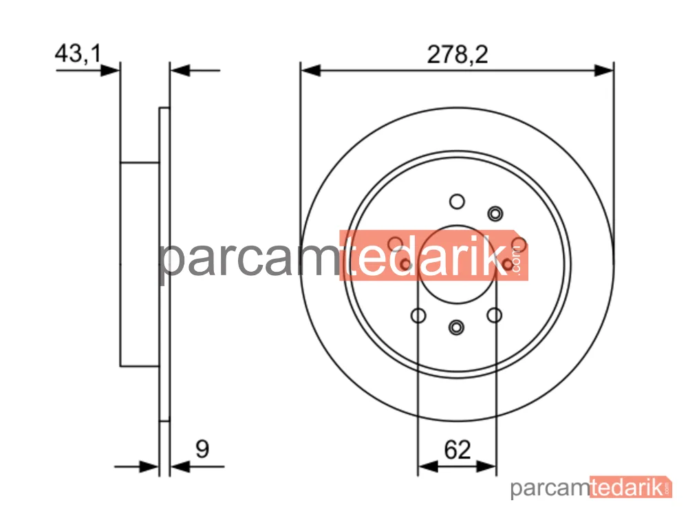 BOSCH 0986479D34 | Fren Diski (Arka, 278.2 mm) — Suzuki SX4, Suzuki Swift III