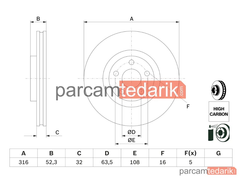 BOSCH 0986479D48 | Fren Diski (Ön) — Ford Galaxy III, Ford S-Max, Ford Usa Edge