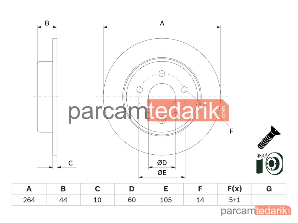 BOSCH 0986479D89 | Fren Diski (Arka) — Opel Astra K, Opel Astra K Kombi