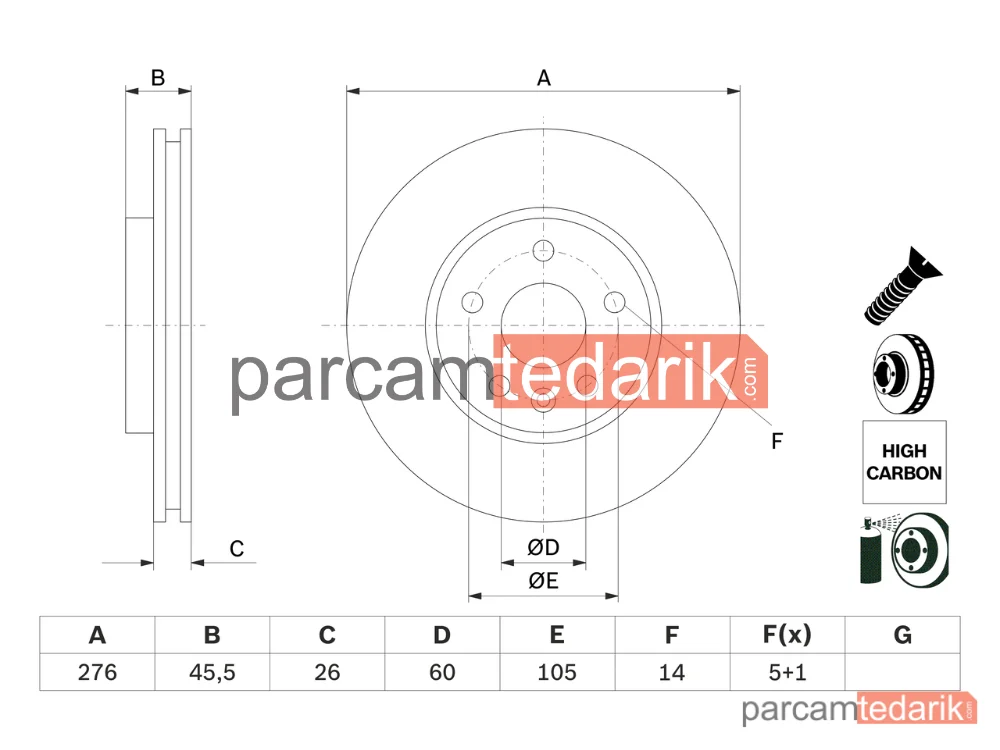 BOSCH 0986479D92 | Fren Diski (276 mm) — Opel Astra K, Opel Astra K Kombi