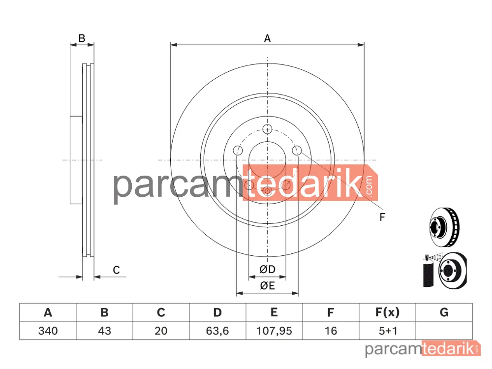 BOSCH 0986479D97 | Fren Diski (Arka, 340 mm)
