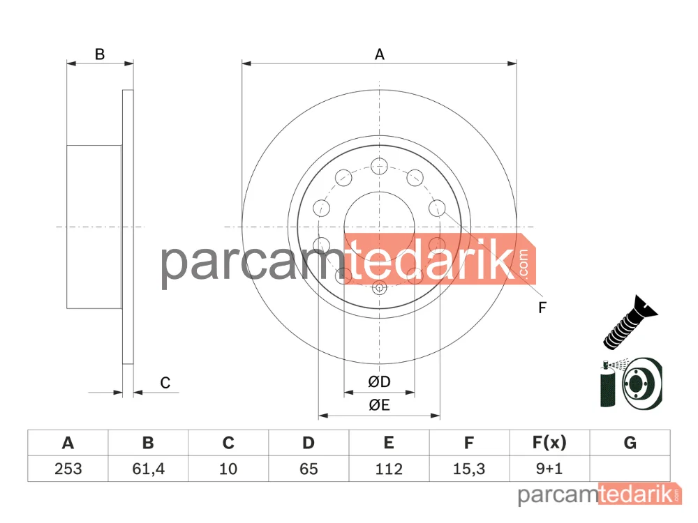 BOSCH 0986479E00 | Fren Diski (Arka) — Skoda Octavia III, Skoda Octavia III Combi