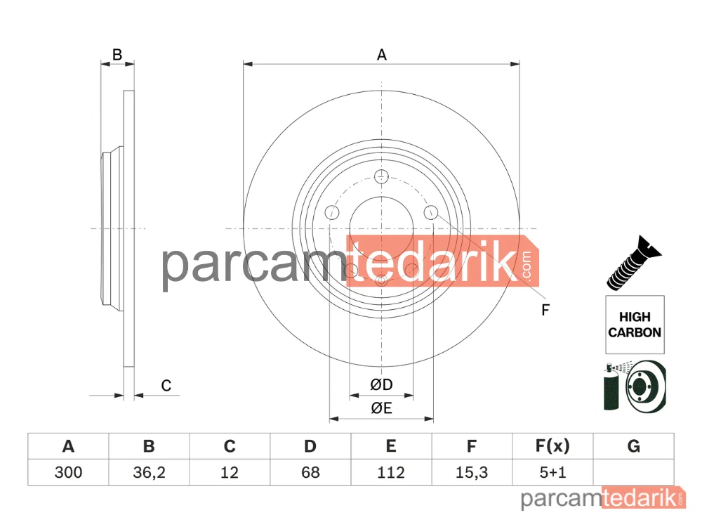 BOSCH 0986479E33 | Fren Diski (Arka, 300 mm) — Audi A4 B9, Audi A5, Audi A7