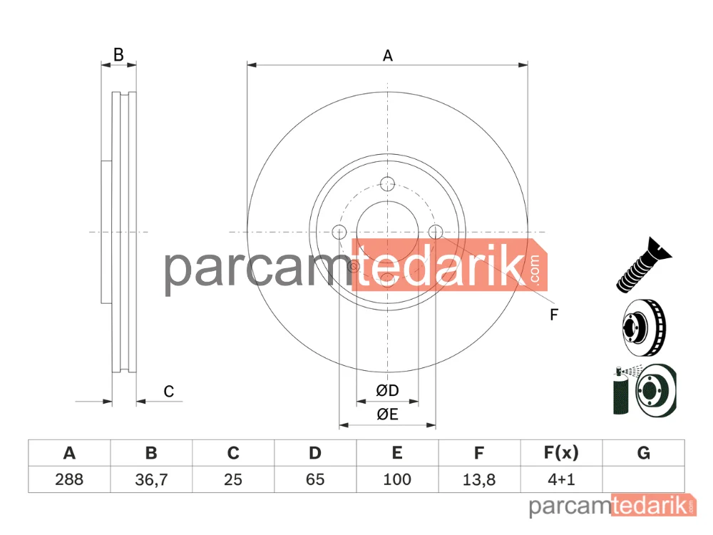 BOSCH 0986479E81 | Fren Diski — VW Up!, VW Load Up!