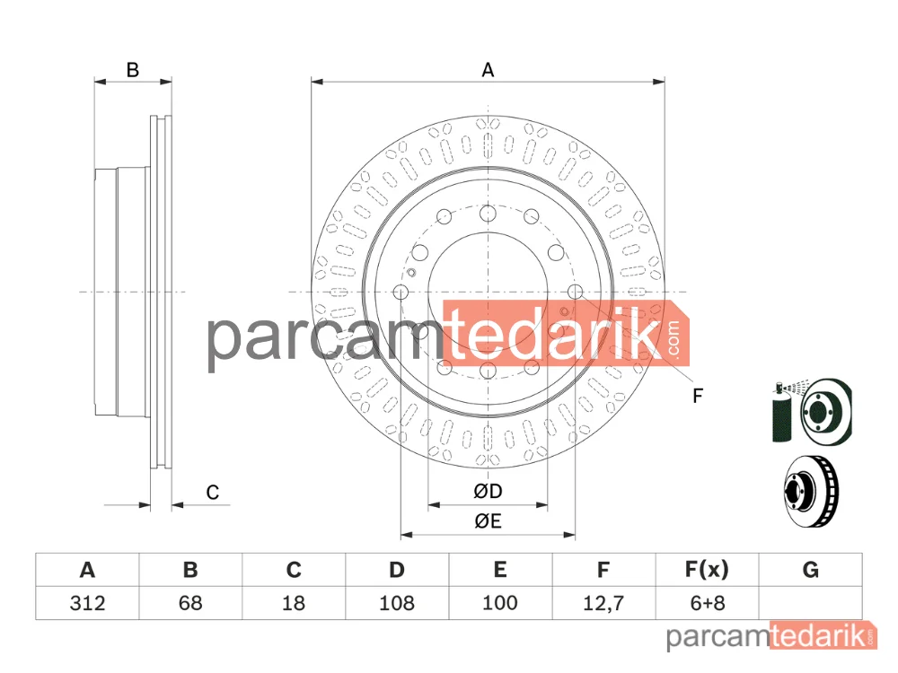 BOSCH 0986479F07 | Fren Diski — Toyota Land Cruiser Prado, Toyota Fortuner