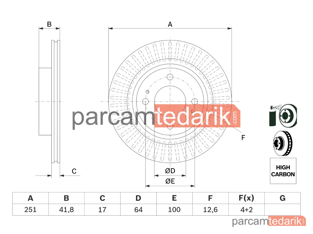BOSCH 0986479F14 | Fren Diski — Mitsubishi Mirage / Space Star VI, Mitsubishi Mirage VI