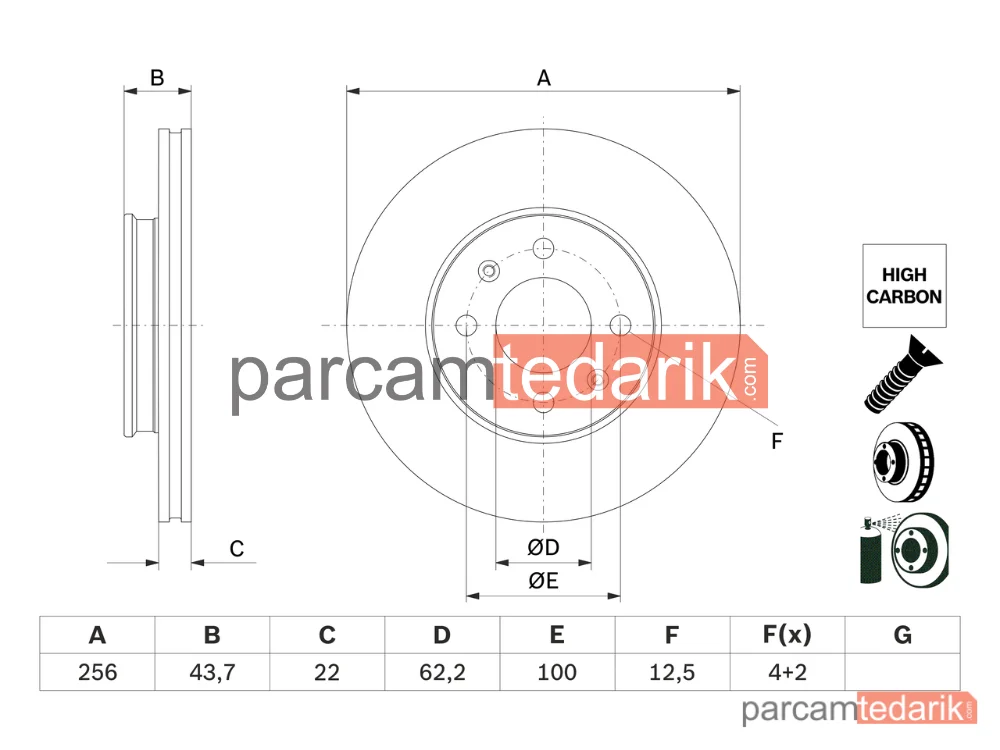 BOSCH 0986479F29 | Fren Diski — Hyundai i20 II, Hyundai i20 II Coupe, Hyundai i20 Active