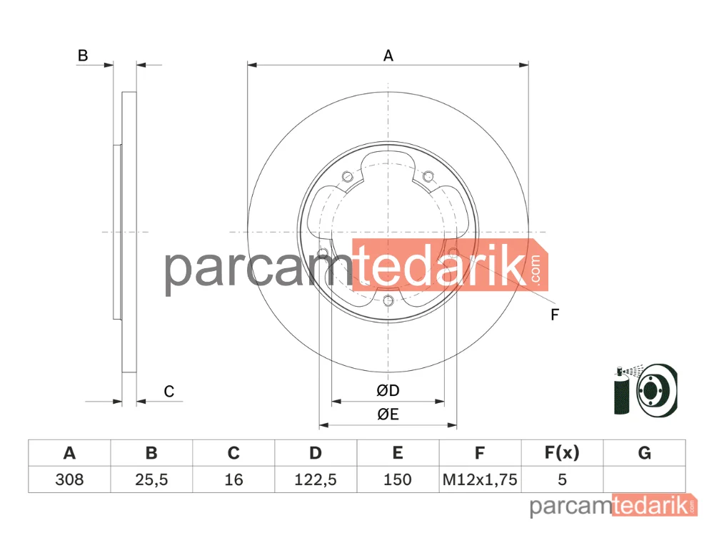 0986479F44 | Fren Diski (Arka, 308 mm) — Ford Transit V363