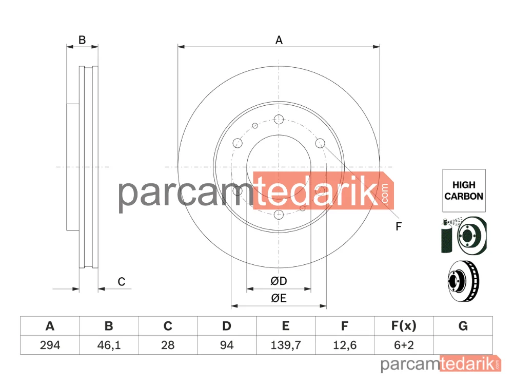 BOSCH 0986479F45 | Fren Diski — Mitsubishi L200 / Triton, Fiat Fullback Pick-Up