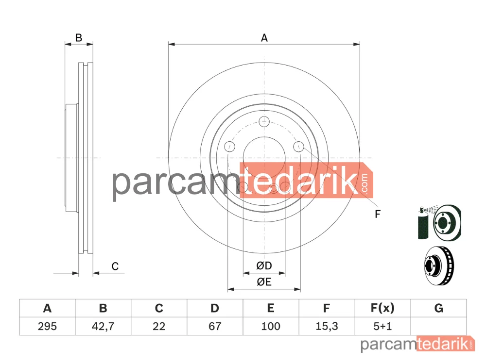 BOSCH 0986479F75 | Fren Diski (Arka) — Mercedes-Benz Cla Coupe, Mercedes-Benz Cla Shooting Brake