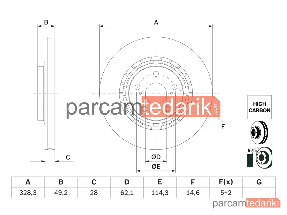 BOSCH 0986479G63 | Fren Diski — Lexus NX, Toyota Rav 4 IV, Lexus RX