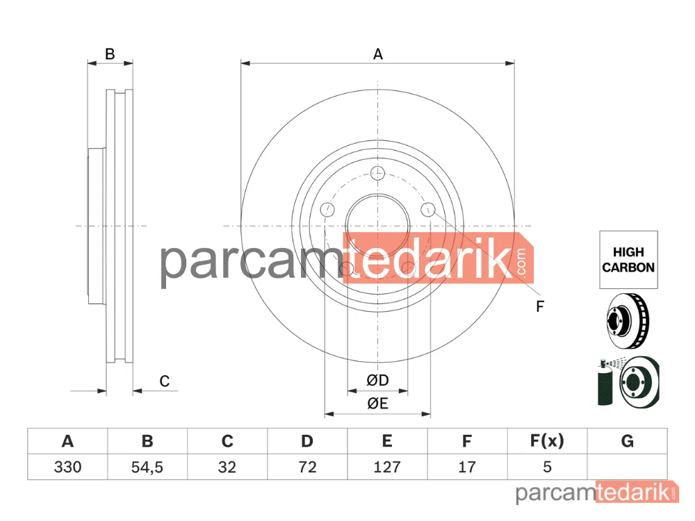 BOSCH 0986479G78 | Fren Diski (Arka) — Jeep Grand Cherokee IV