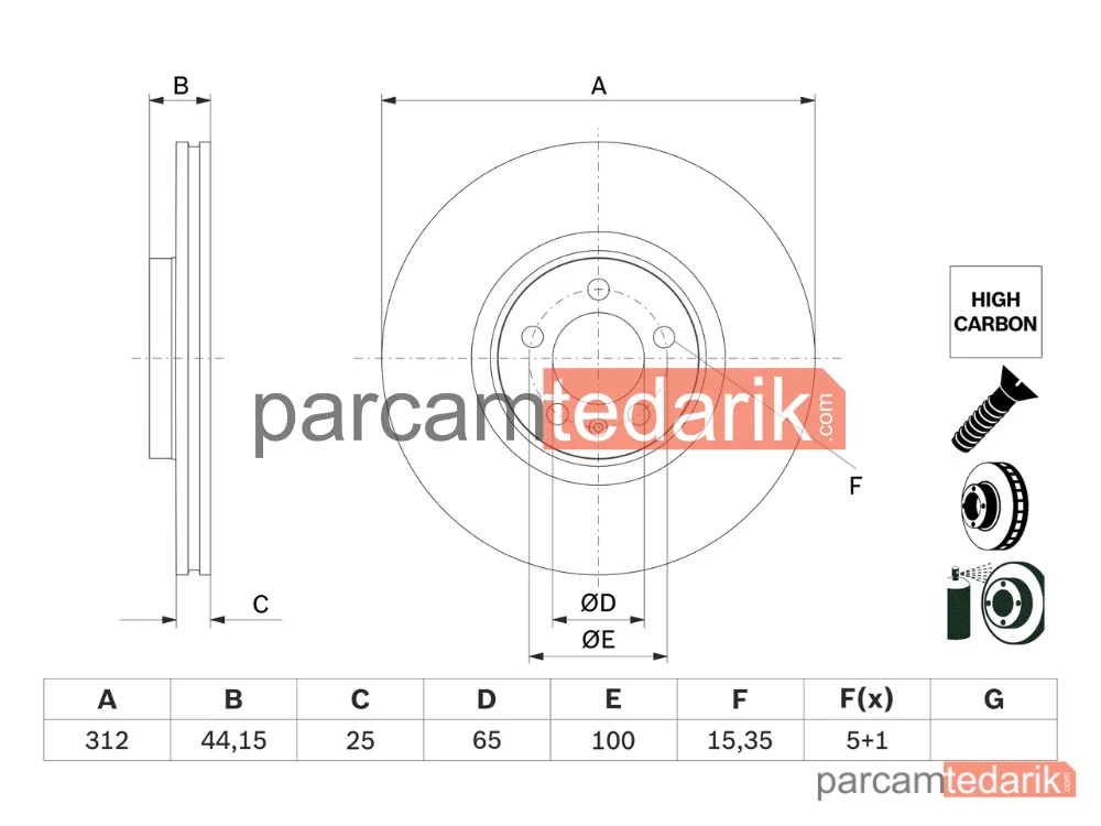 BOSCH 0986479H30 | Fren Diski — Audi A1 City Carver, Audi A1
