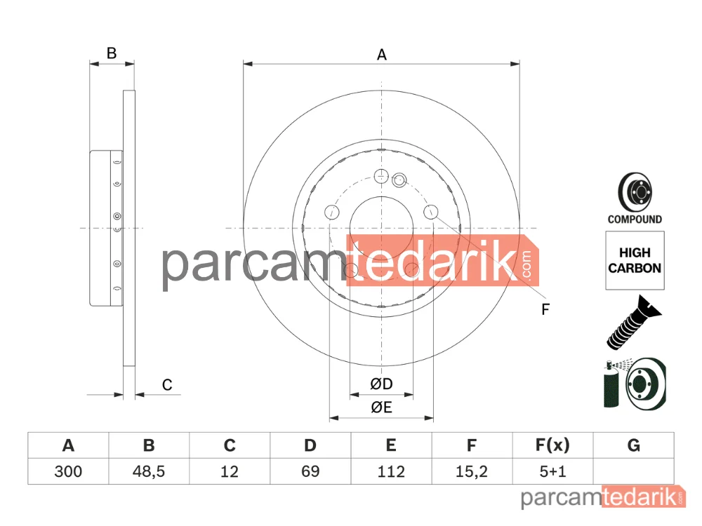 BOSCH 0986479H49 | Fren Diski (Arka) — Mercedes-Benz C-Serisi, Mercedes-Benz C-Serisi T-Model