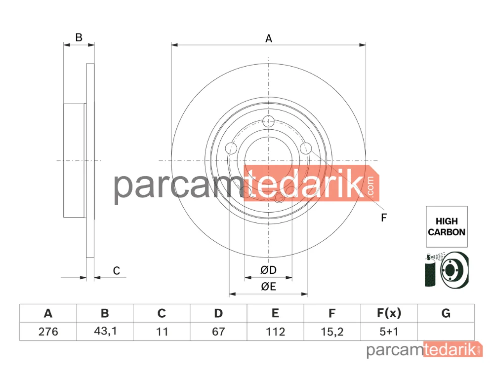 BOSCH 0986479H60 | Fren Diski (Arka) — Mercedes-Benz A-Serisi, Mercedes-Benz B-Serisi, Mercedes-Benz Cla