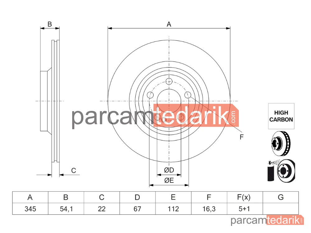 BOSCH 0986479J51 | Fren Diski (Arka) — Mercedes-Benz Gle, Mercedes-Benz Gle Coupe, Mercedes-Benz Gls