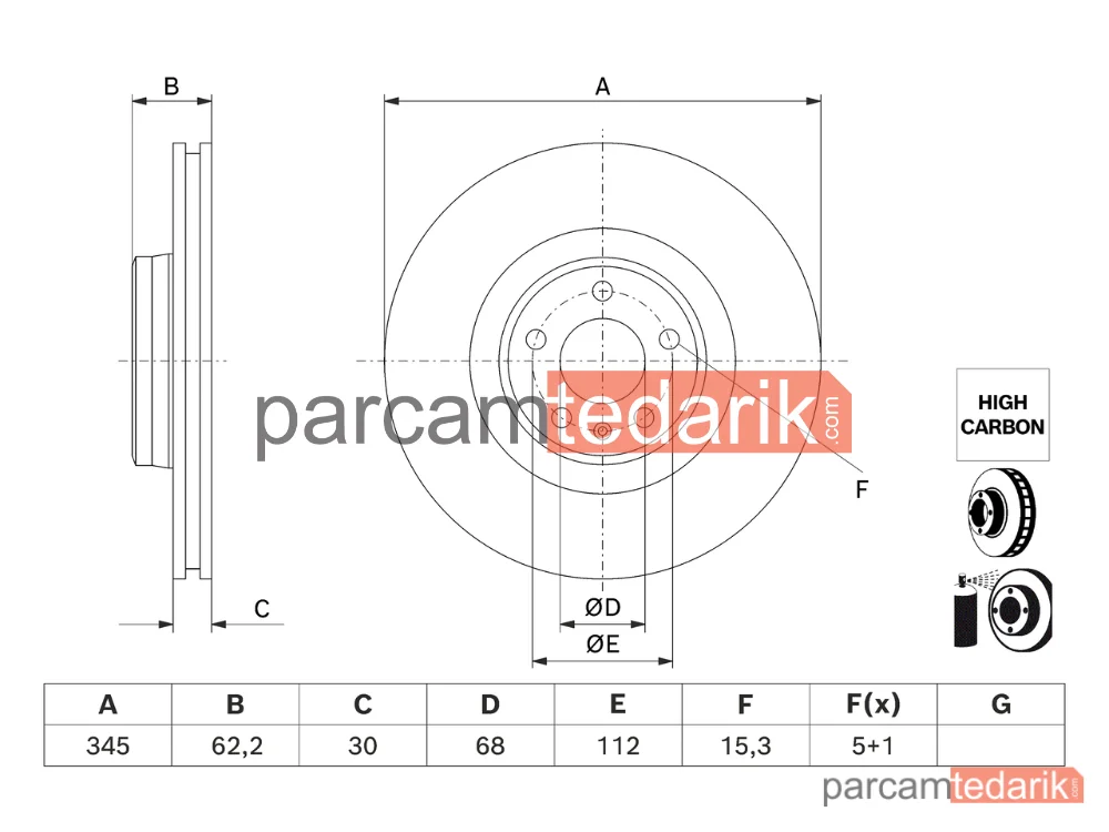 BOSCH 0986479J93 | Fren Diski — Audi A6 Allroad C7
