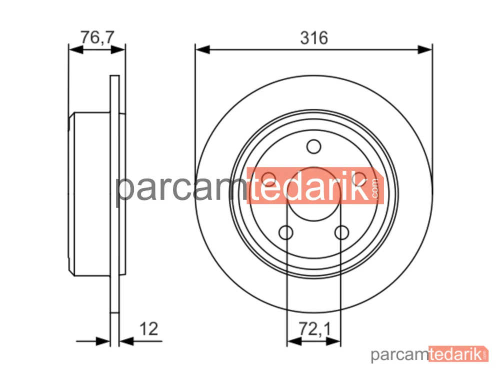 BOSCH 0986479R08 | Fren Diski (Arka, 316 mm) — Jeep Wrangler III