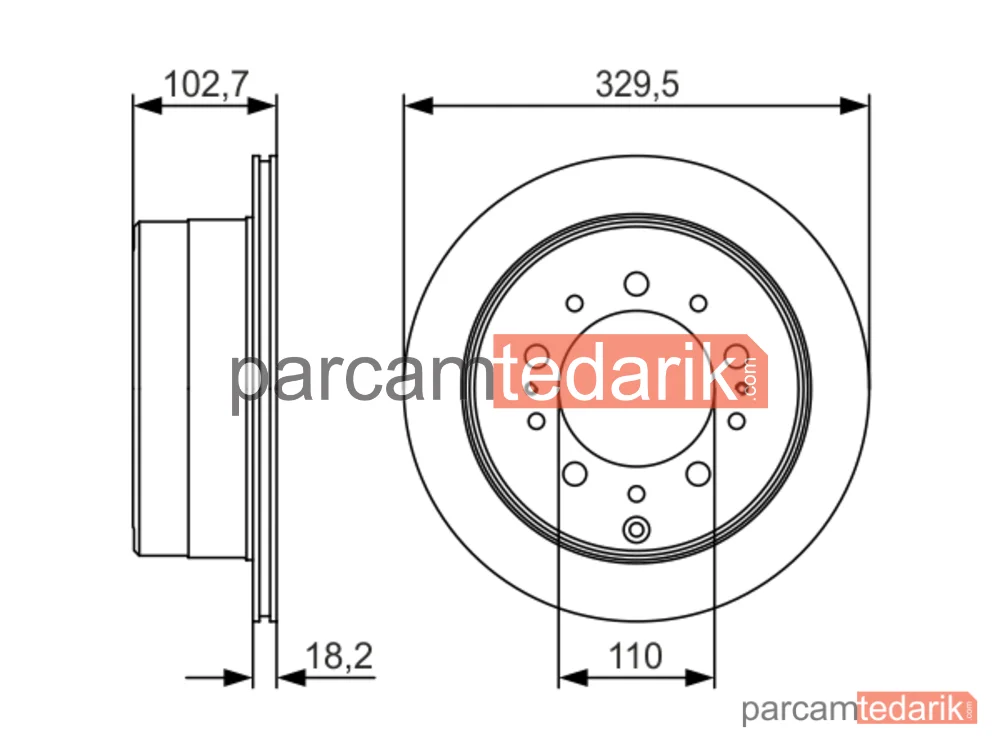 BOSCH 0986479R15 | Fren Diski (Arka, 329.5 mm) — Toyota Land Cruiser 100, Lexus LX
