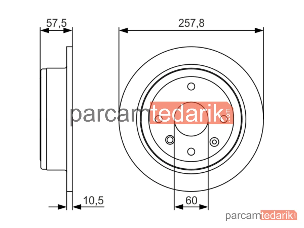 0986479S08 | Fren Diski (Arka, 257.8 mm) — Chevrolet Lacetti, Chevrolet Nubira, Daewoo Nubira