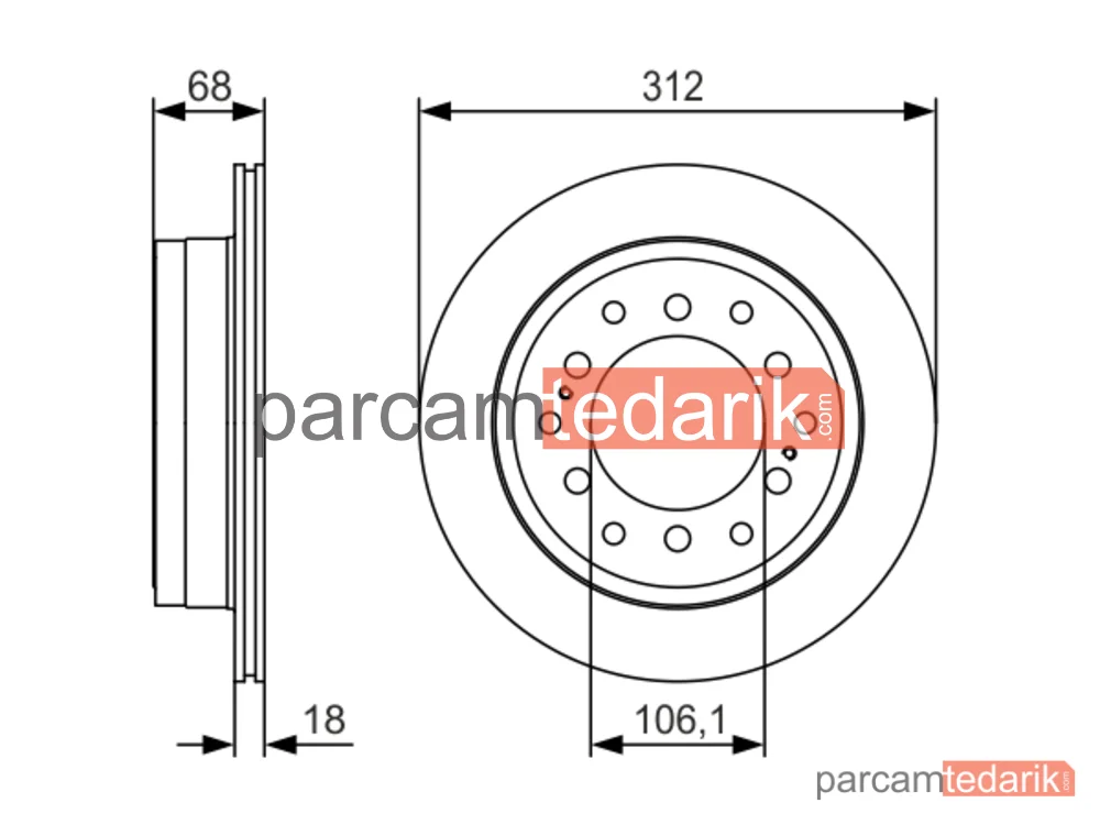 BOSCH 0986479S36 | Fren Diski (Arka, 312.2 mm) — Toyota Land Cruiser 90, Toyota Land Cruiser Prado