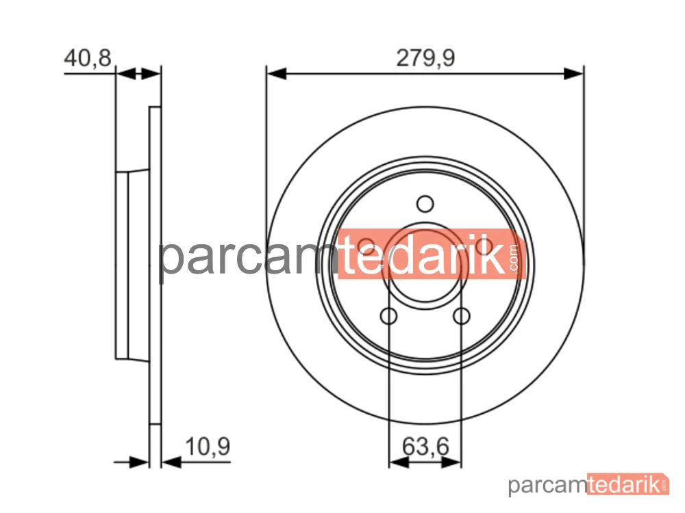 BOSCH 0986479S49 | Fren Diski (Arka, 279.9 mm) — Volvo V50, Volvo S40 II, Volvo C30