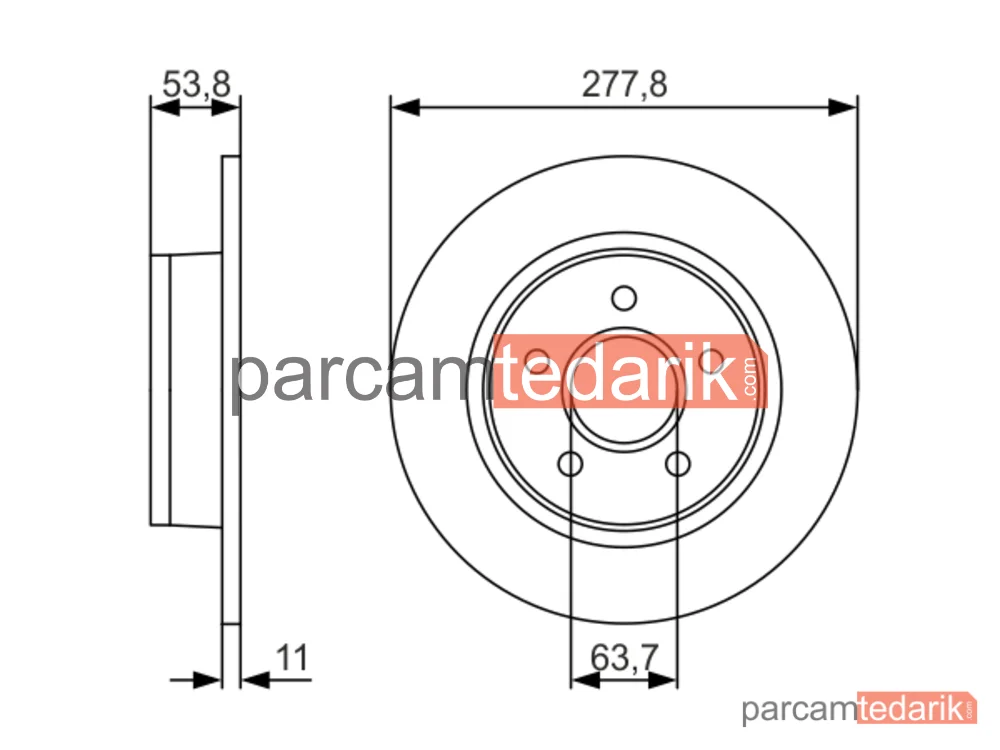 BOSCH 0986479S51 | Fren Diski (Arka, 277.8 mm) — Ford Tourneo Connect, Ford Transit Connect