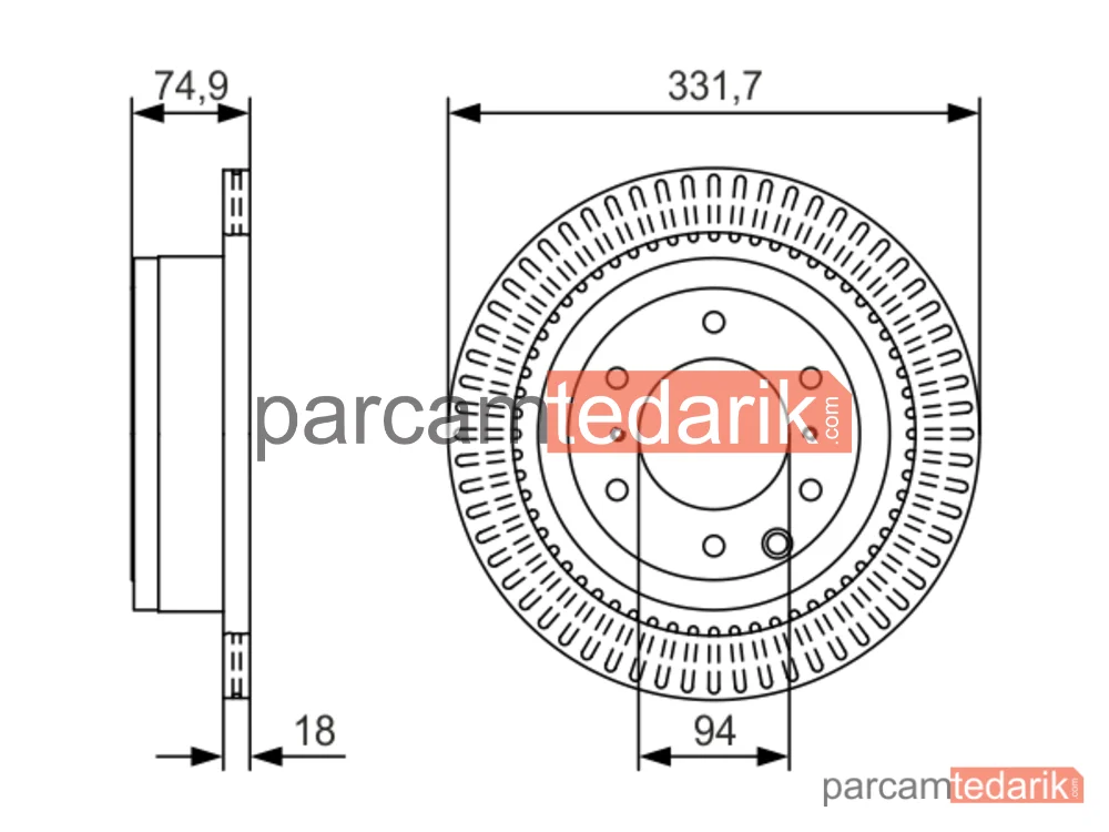 BOSCH 0986479T90 | Fren Diski (Arka, 331.7 mm) — Mitsubishi Pajero IV