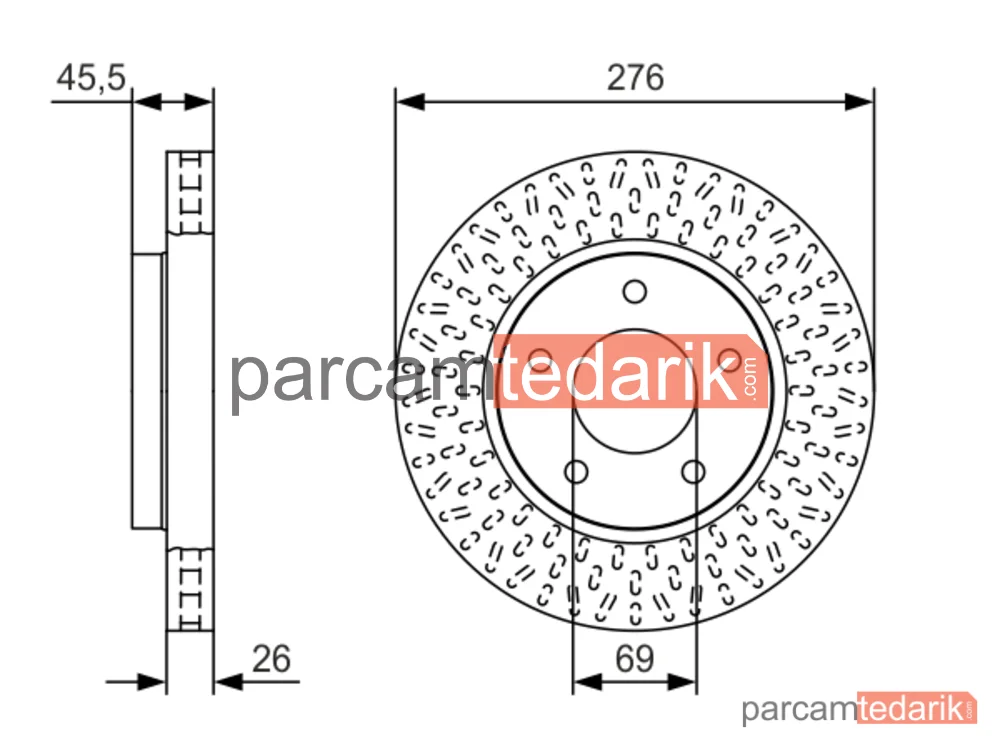 BOSCH 0986479U40 | Fren Diski (Ön, 276 mm) — Dodge Caliber