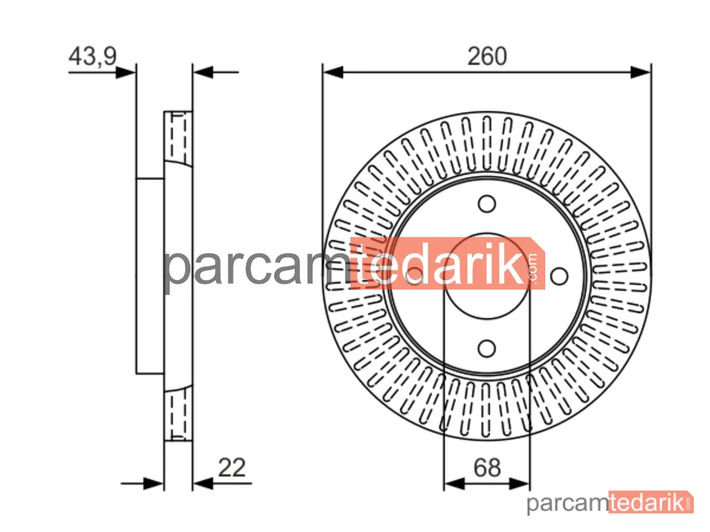BOSCH 0986479U61 | Fren Diski (Ön, 260 mm)