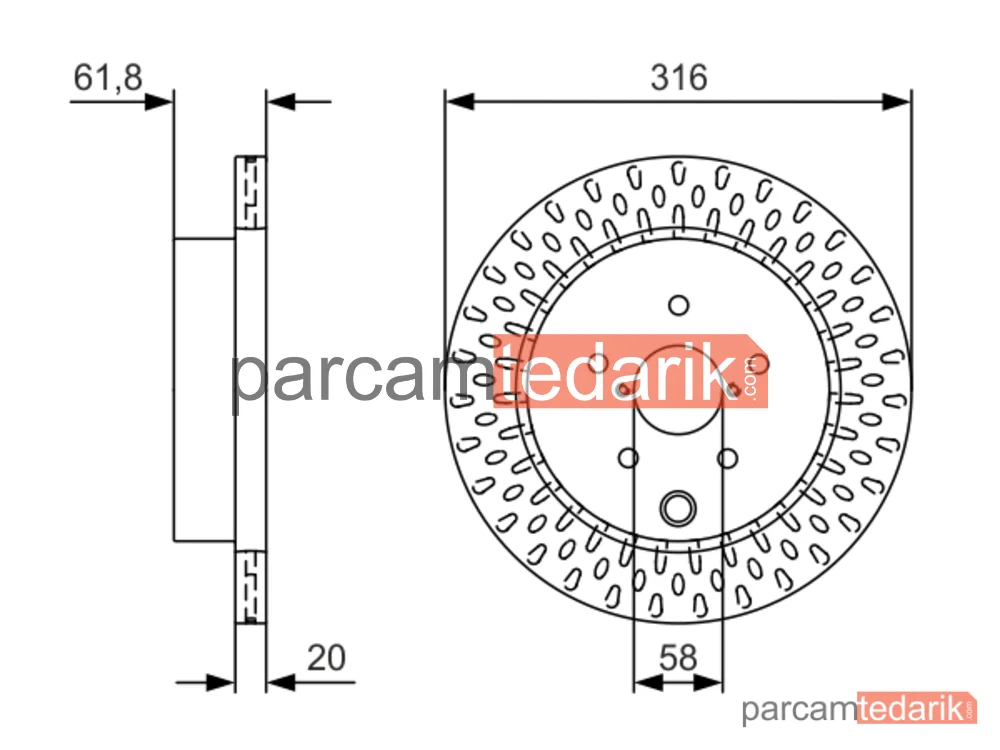 BOSCH 0986479V05 | Fren Diski (Arka, 316 mm) — Subaru Impreza, Subaru Wrx