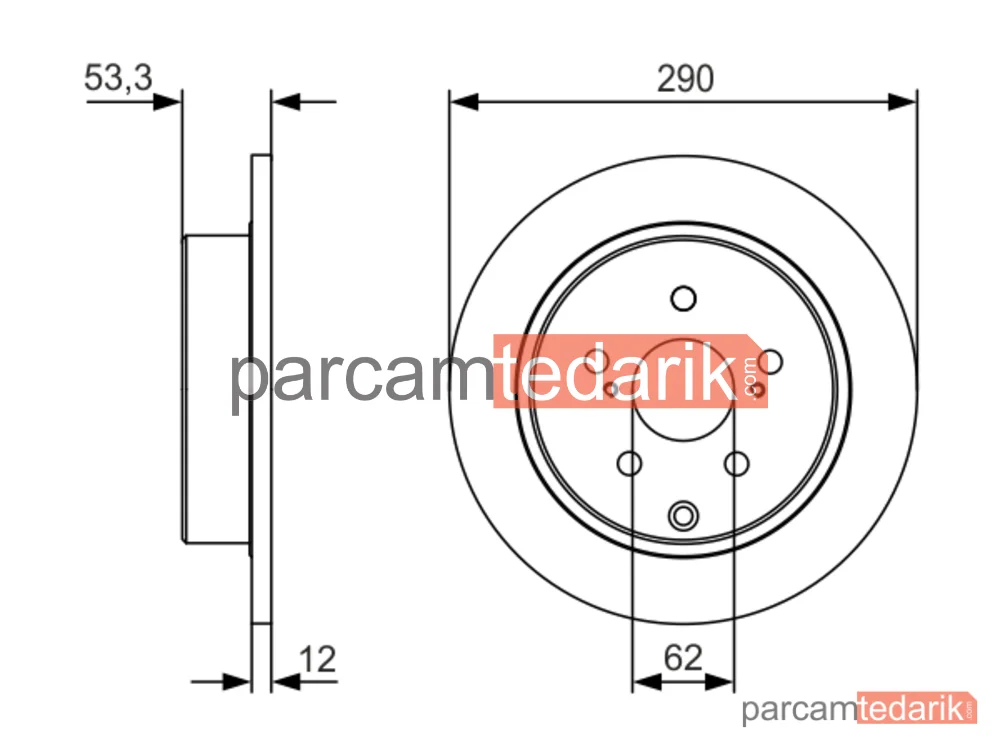 BOSCH 0986479V25 | Fren Diski (Arka, 290 mm) — Toyota Mirai, Toyota Prius Plus