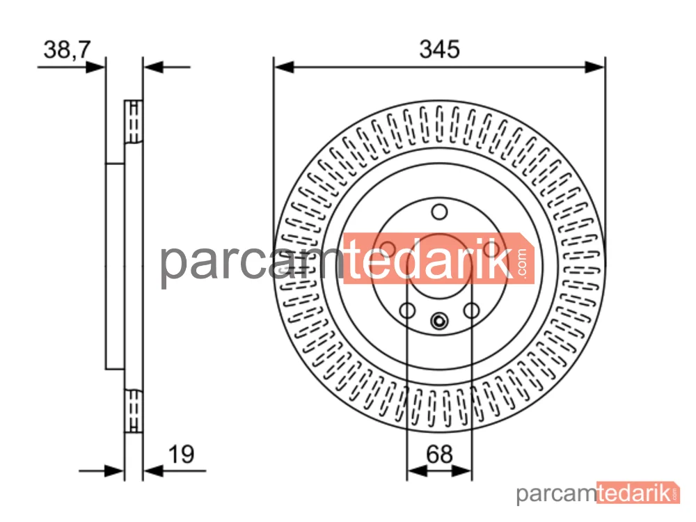 BOSCH 0986479W54 | Fren Diski (Arka, 345 mm)