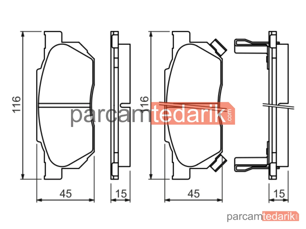 BOSCH 0986490440 | Fren Balatası (Ön) — Honda Civic IV, Honda Prelude II, Honda Civic V