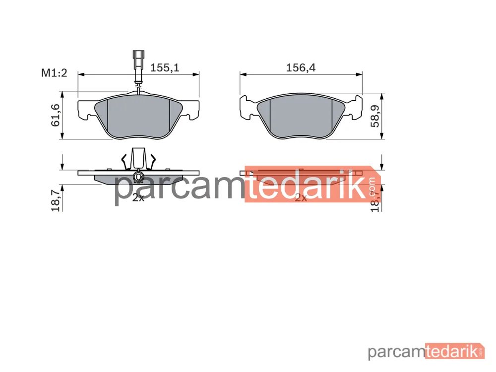 BOSCH 0986494004 | Fren Balatası (Ön) — Alfa Romeo 156, Alfa Romeo 156 Sportwagon, Lancia Lybra
