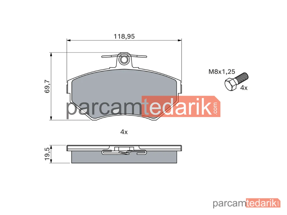 BOSCH 0986494021 | Fren Balatası (Ön) — VW Passat B5, VW Passat B5 Variant, Audi A4 B5