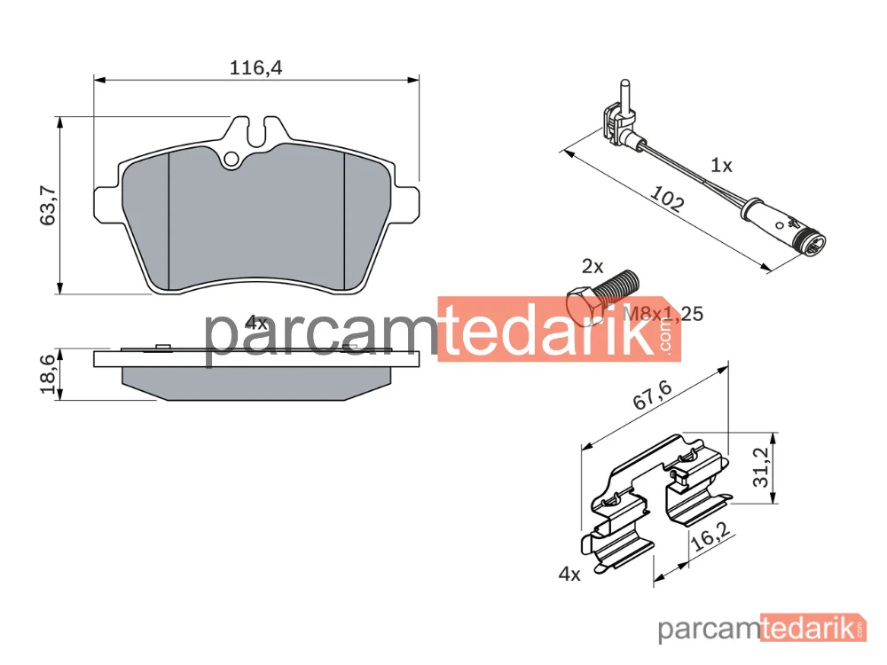 BOSCH 0986494087 | Fren Balatası (Ön) — Mercedes-Benz A-Serisi