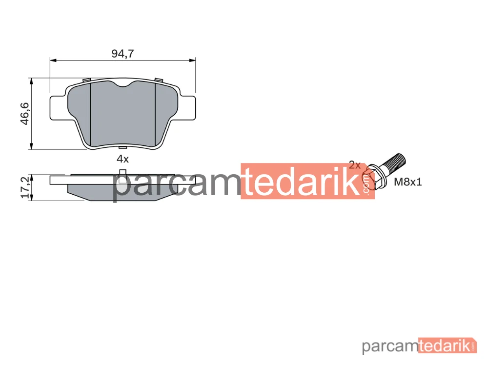 BOSCH 0986494099 | Fren Balatası (Arka) — Citroen C4 I, Peugeot 307 Break, Peugeot 307 SW