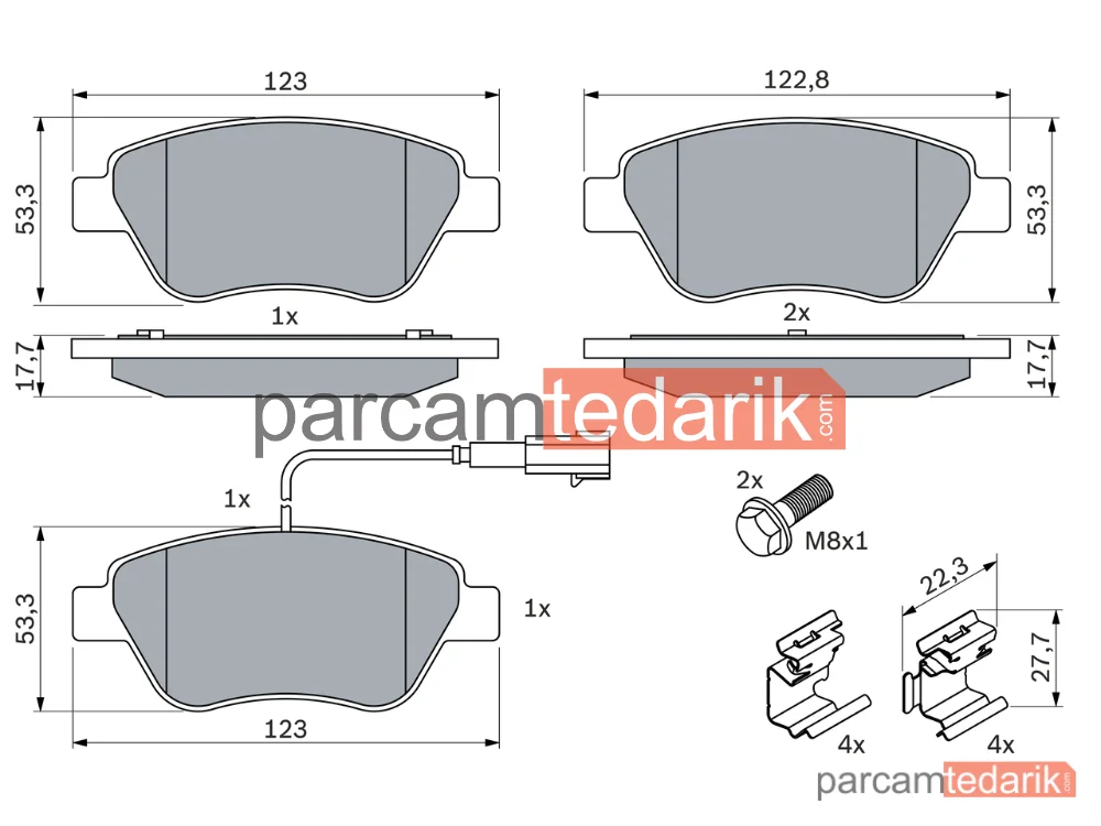 BOSCH 0986494113 | Fren Balatası (Ön) — Fiat Idea, Fiat Qubo, Fiat Fiorino