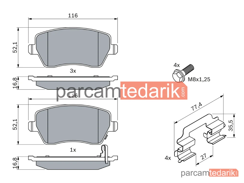 BOSCH 0986494160 | Fren Balatası (Ön) — Opel Agila B, Suzuki Swift III
