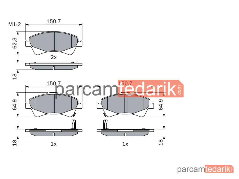 BOSCH 0986494187 | Fren Balatası — Toyota Avensis, Toyota Auris, Toyota Verso