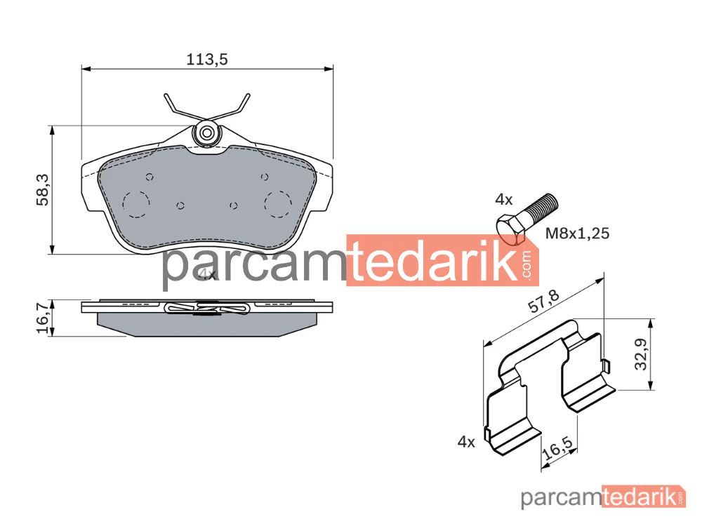 BOSCH 0986494192 | Fren Balatası (Arka) — Citroen Jumpy II, Peugeot Expert Tepee, Peugeot Expert
