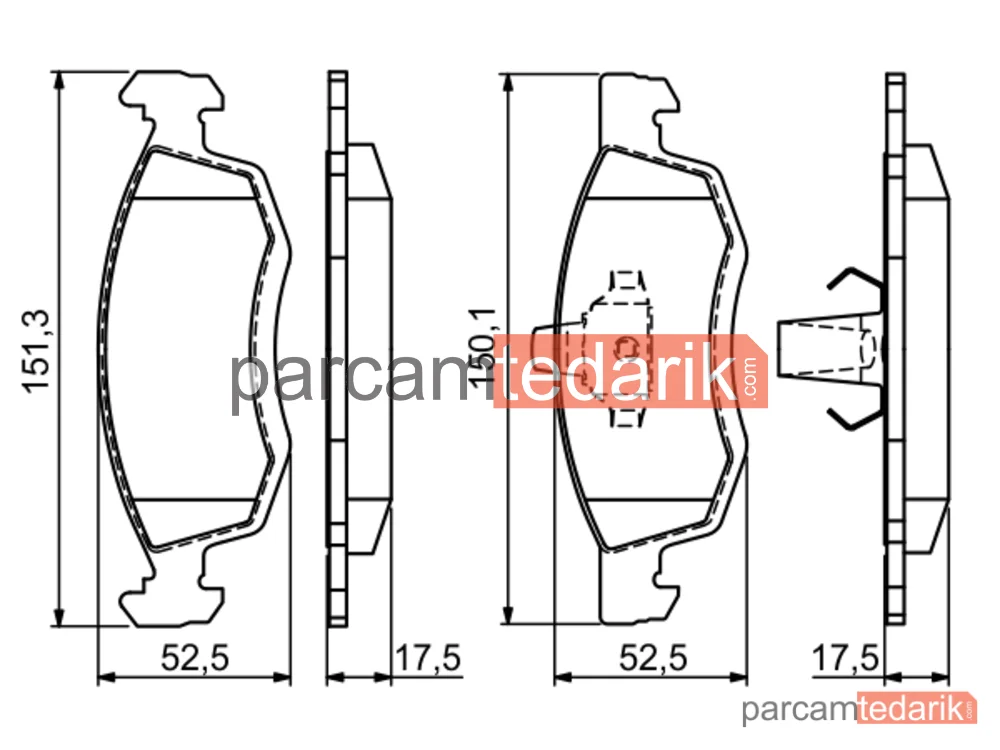 BOSCH 0986494197 | Fren Balatası (Ön) — Dacia Logan Mcv, Dacia Logan Pick-Up, Dacia Logan Express